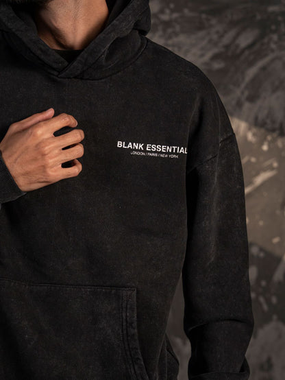 Xculture Blank Essential Hoodie – Acid Wash Black (Limited Edition)