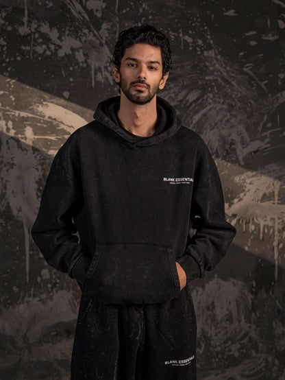 Xculture Blank Essential Hoodie – Acid Wash Black (Limited Edition)
