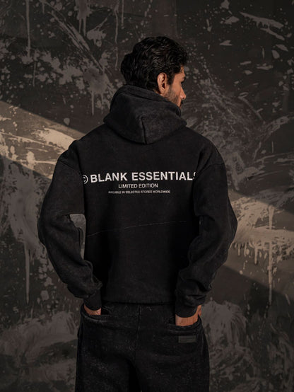 Xculture Blank Essential Hoodie – Acid Wash Black (Limited Edition)