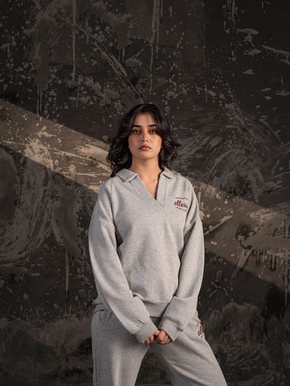 Ellesse Women’s V-Neck Sweatshirt – Heather Grey