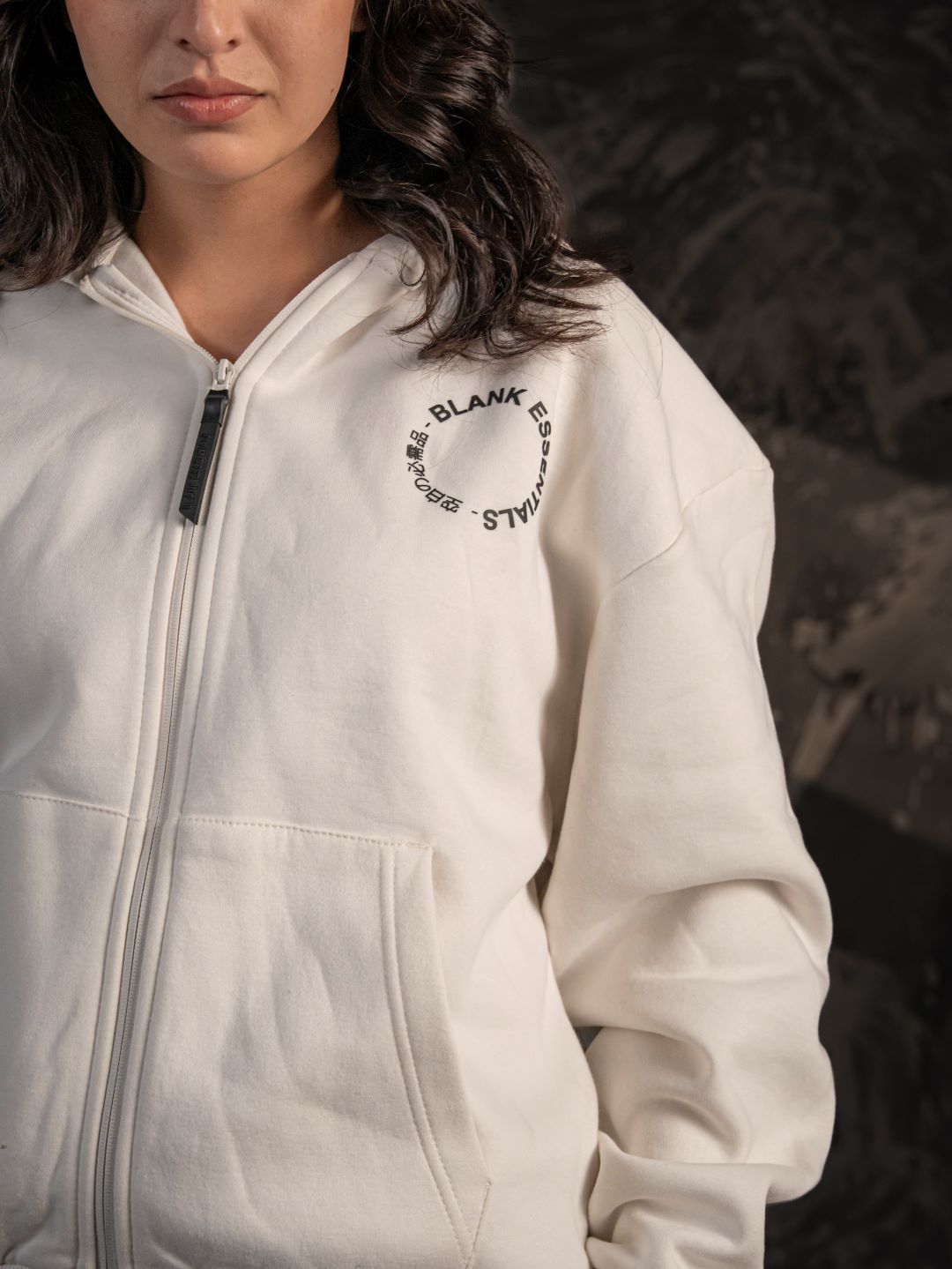 Blank Essentials Zip Hoodie – White (Unisex)