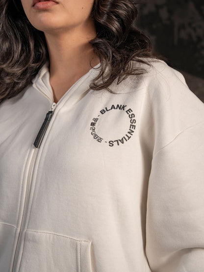 Blank Essentials Zip Hoodie – White (Unisex)