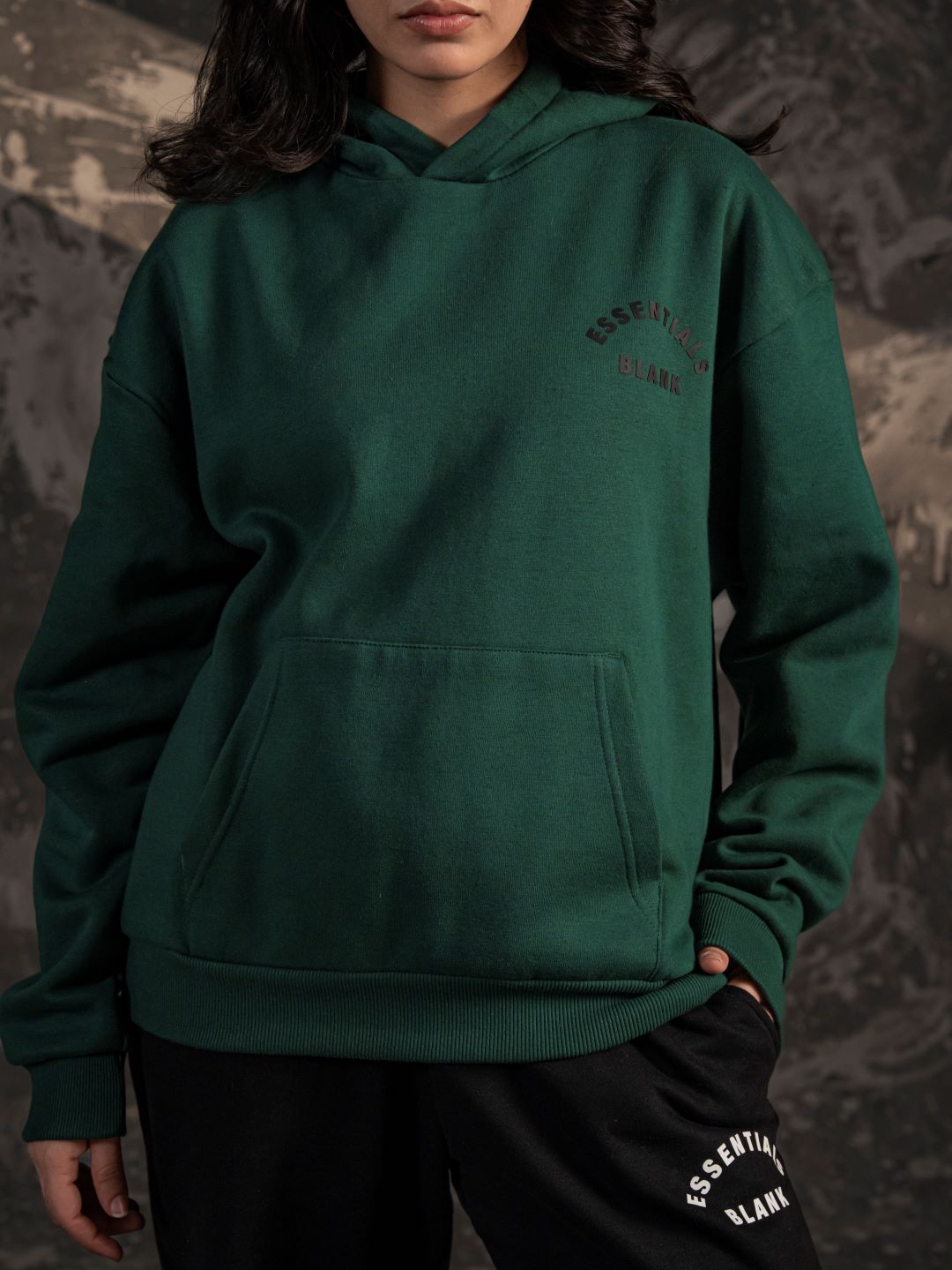 Blank Essentials Hoodie – Forest Green (Unisex Fit)