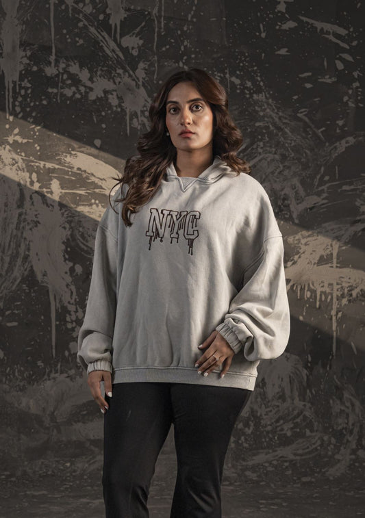 NYC Vintage Hoodie – Stone Grey (Unisex Fit)
