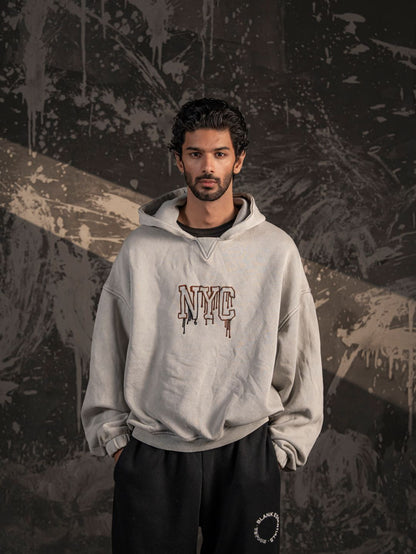 NYC Vintage Hoodie – Stone Grey (Unisex Fit)