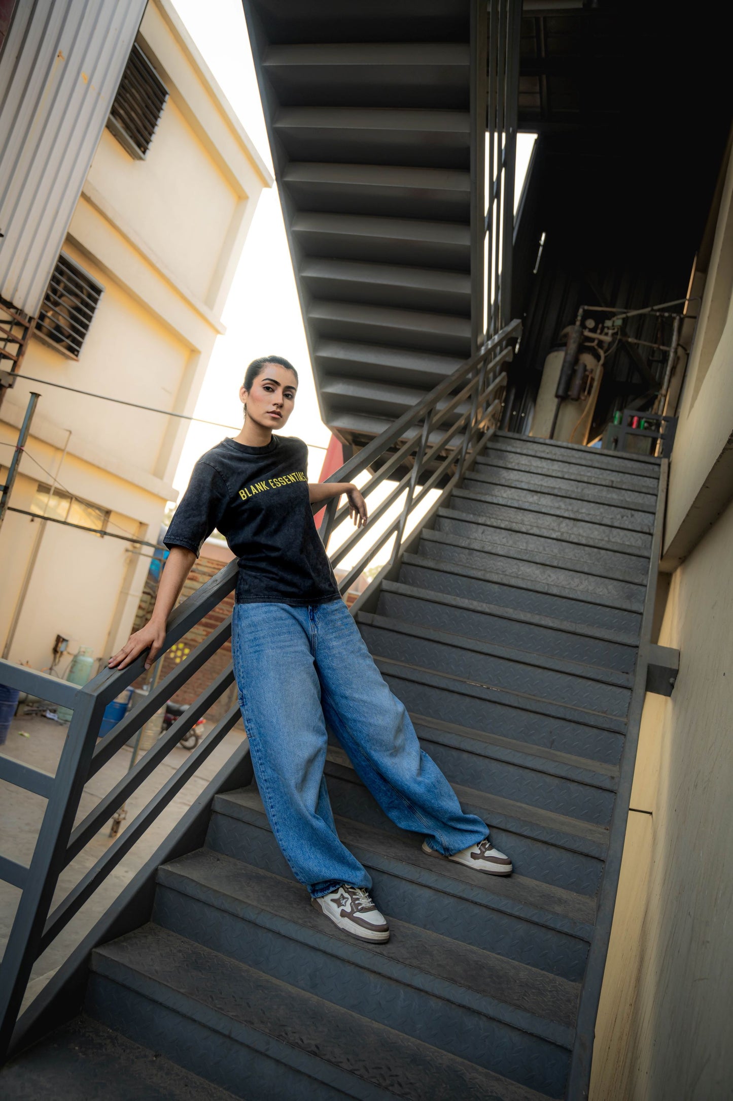 Acid Wash Straight Logo Tee Black